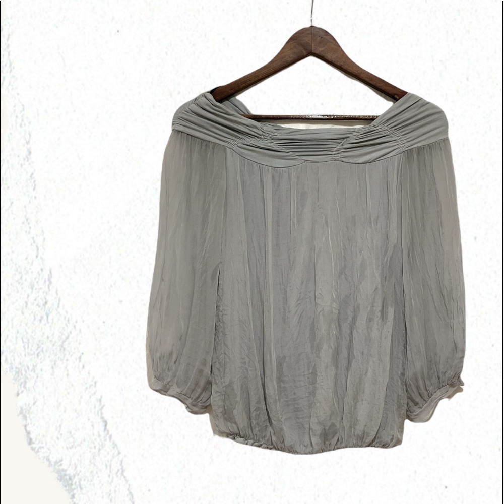 Light blue off shoulder italian top